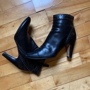 Cole Haan Nike Air Black Leather Studded Boots